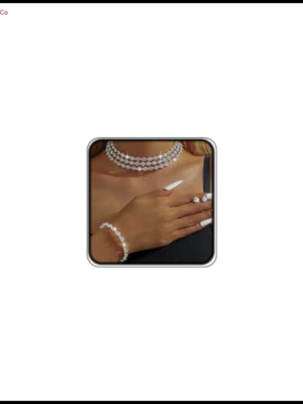Rhinestone Layered Statement Choker Necklace Bracelet Earrings Set